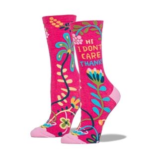 New Blue Q Hi, I Don't Care, Thanks Women's Crew Socks.